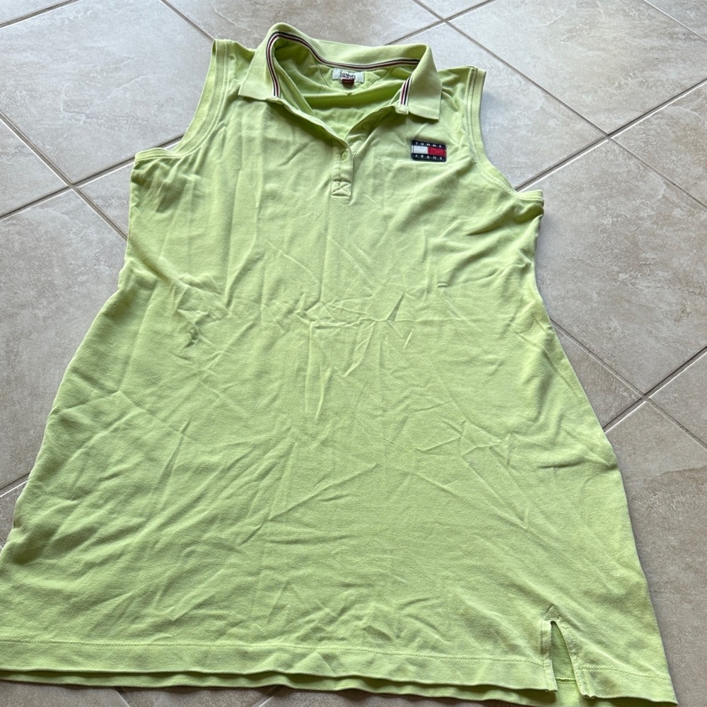 Tommy Hilfiger Women's Light Green Sleeveless Polo Top